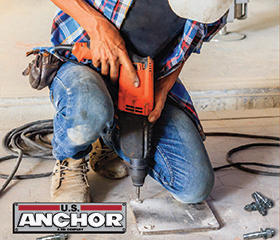 Construction Worker Using Wedge Anchors