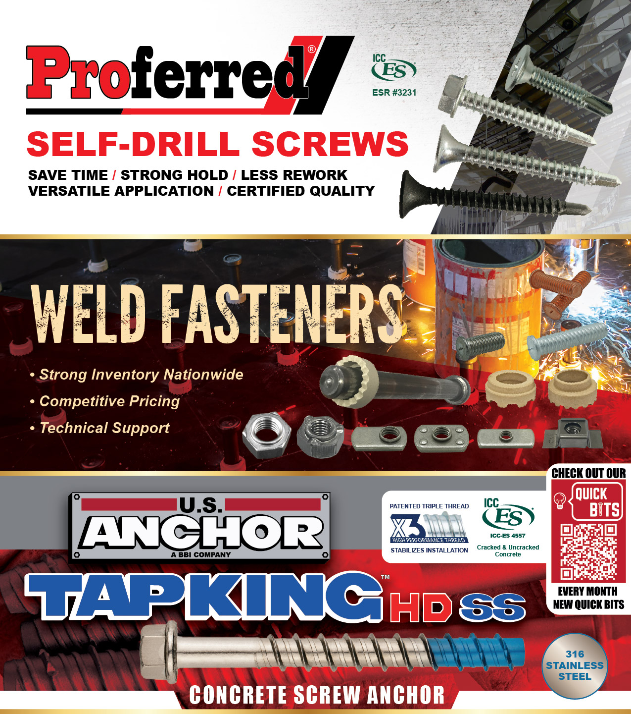 BBI - Proferred Self-Drill Screws / Weld Fasteners / U.S. Anchor Tapking HDSS