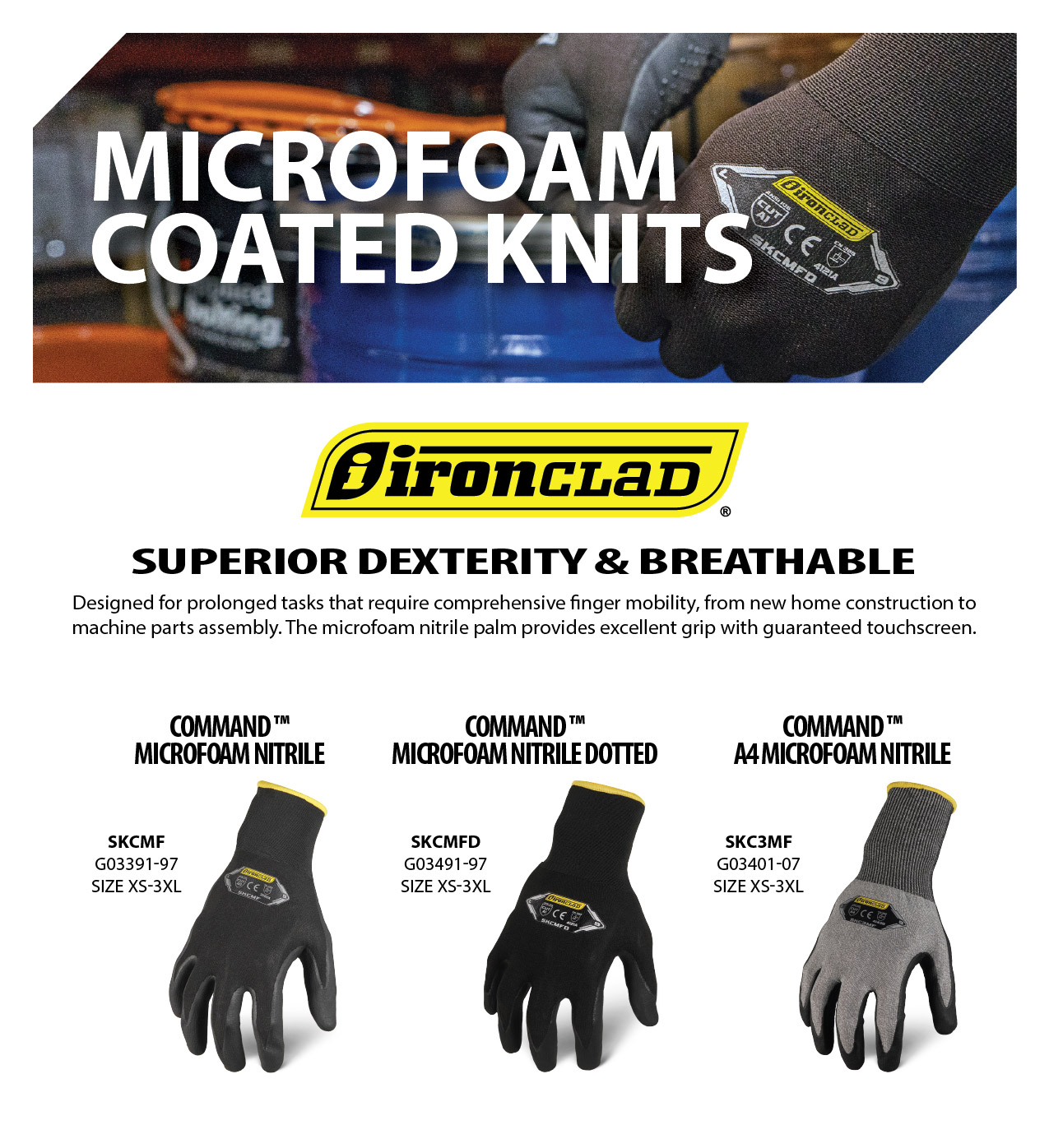 Ironclad Microfoam Knit Gloves